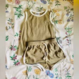 MEBIE BABY PALM TREE TERRY CLOTH SHORT SET 2y